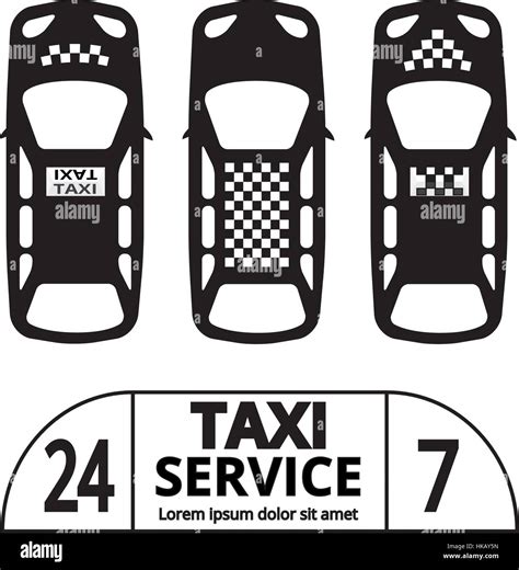 Top View Taxi Cab Symbol And Sign Public Transport Vector