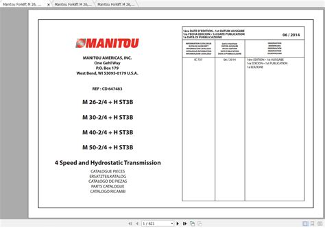 Manitou Forklift M26 30 40 50 Operator S Parts Manual Auto