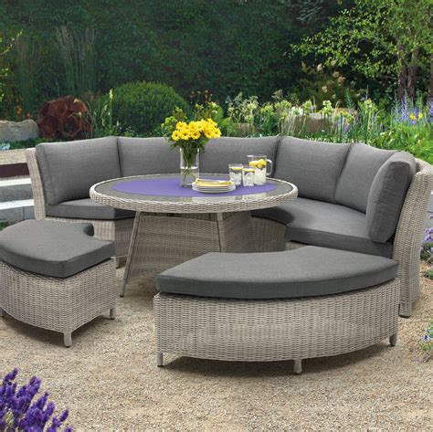 Kettler Palma Casual Dining White Wash Wicker Round Outdoor Sofa Set