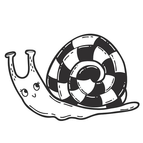 Caracol fofo Desenho linear de mão Ilustração vetorial Personagem de