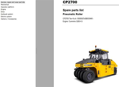 Dynapac Pneumatic Tire Roller CP2700 Parts Operation Maintenance Manual