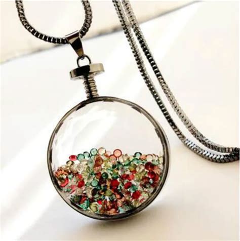 Korean Fashion Jewelry Statement Long Necklace Color Crystal Pendant