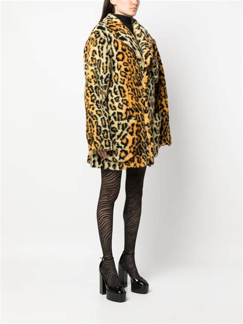 Vivienne Westwood Wittgenstein Leopard Print Faux Fur Coat Black