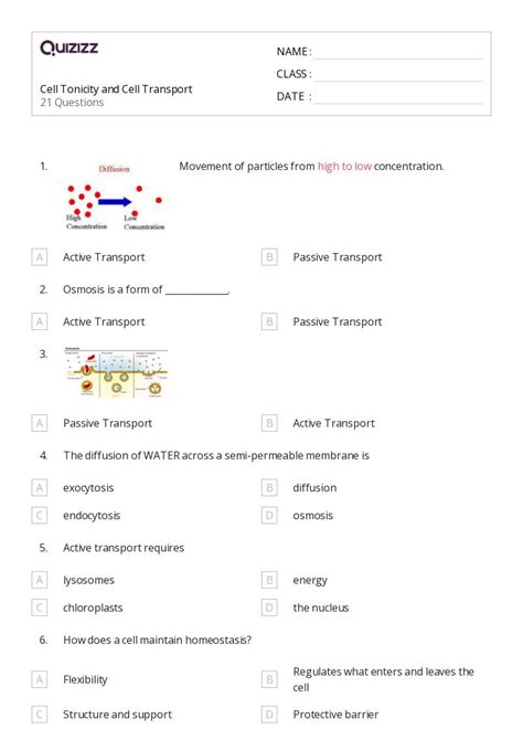 Osmosis And Tonicity Worksheets For Th Grade On Quizizz