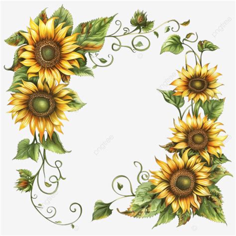 Sunflower Border Curve Decorative Foliage Sunflower Border Flowers