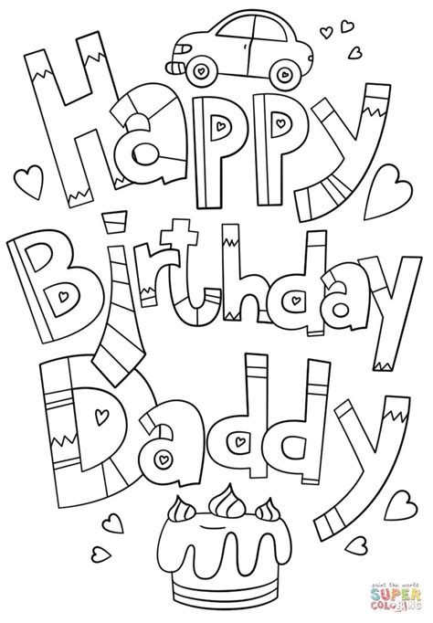 Happy Birthday Dad Printable Coloring Pages Firka Tein