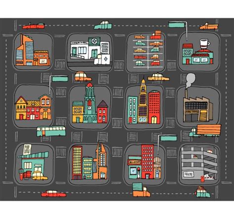 Colorful Cartoon City Map Stock Photo 26762111 Panthermedia Stock