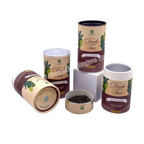 Custom Biodegradable Printing Food Grade Paperboard Packing Tea Tin Cylinder Cardboard Canister