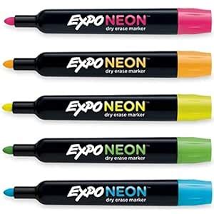 EXPO Neon Dry Erase Marker Bullet Tip Assorted 5 Per Set Amazon In