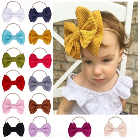 Baby Hair Accessories Infant Kids Nylon Rope With Big Bow Tie Headwraps