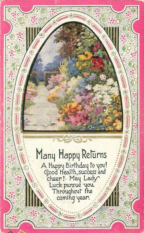 Many Happy Returns Inset Garden With Flagged Path Left Carte Postale