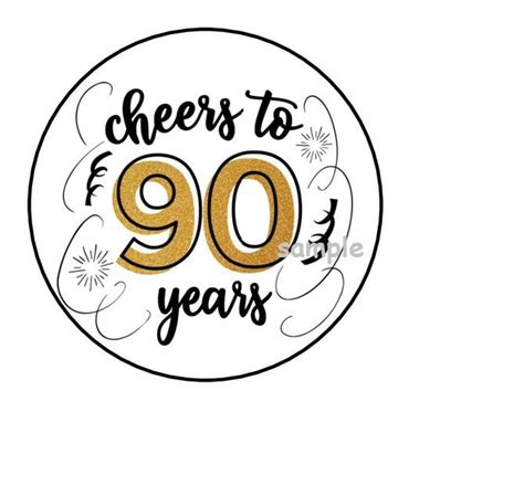 30 Printed And Mailed Cheers To 90 Years Stickers Envelope Etsy