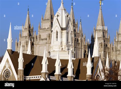 View Of Assembly Hall And Salt Lake Temple Inside Temple Square Salt