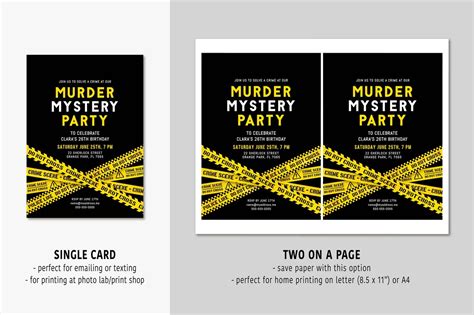 Murder Mystery Birthday Party Invitation Detective Or Police Crime