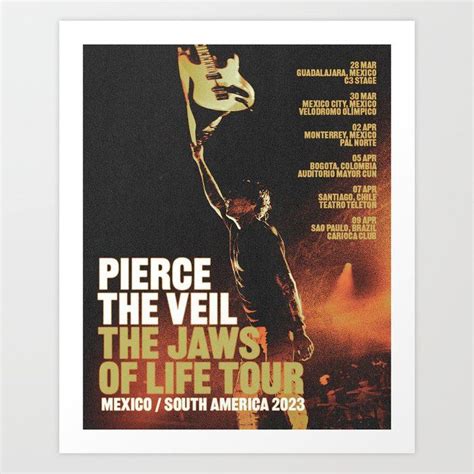 a concert poster for pierce the veil and the jawss of life tour, mexico ...