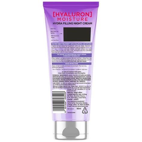 Buy Loreal Paris Hyaluron Moisture 72h Hydra Filling Night Cream Leave In Hair Cream For