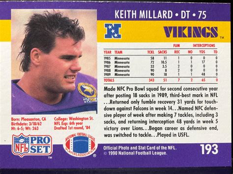 Keith Millard 193 Prices 1990 Pro Set Football Cards