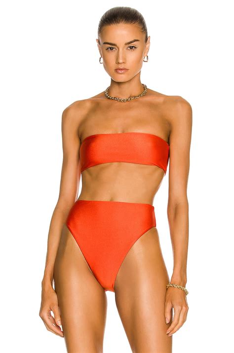 Jade Swim All Around Bandeau Bikini Top In Orange Sheen Fwrd