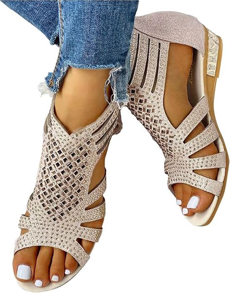 Nihewoo Gladiator Sandals For Women Dressy Womens Sandals Shoes Flat