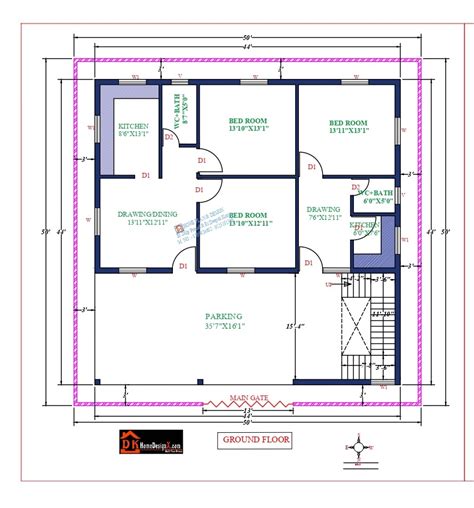 44x44 Affordable House Design Dk Home Designx