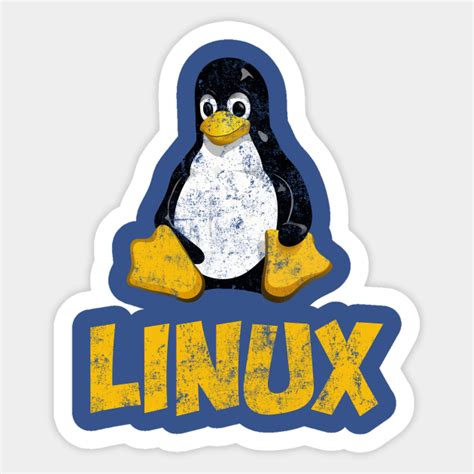 Vintage Linux Logo Tux - Linux Tux Penguin - Sticker | TeePublic