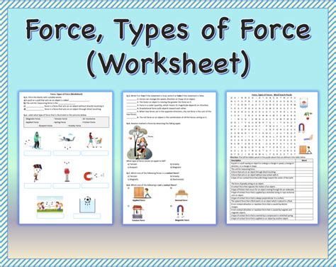 Force Types Of Force Worksheet Printable And Distance Learning