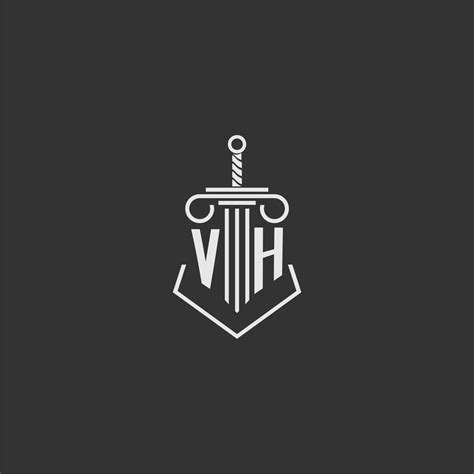 VH Initial Monogram Law Firm With Sword And Pillar Logo Design 20001509