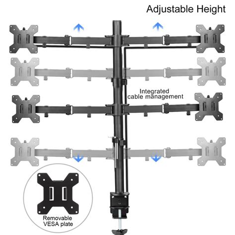 Suptek Quad Arm Monitor Stand Mount Bracket Fully Adjustable Desk Free