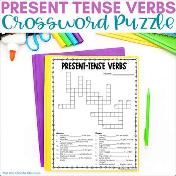 Present Tense Verbs Grammar Practice Crossword Puzzle Worksheet Tpt