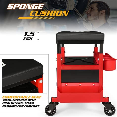 Magshion Workshop Creeper Seat With 360 Degree Swivel Casters Padded