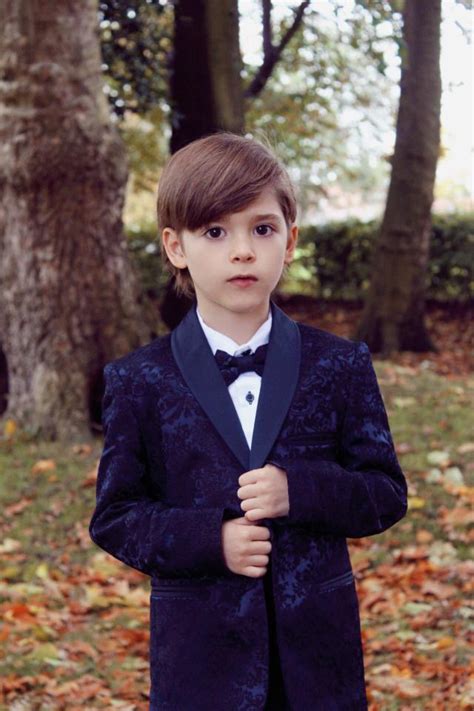 Boys Navy Tuxedo Suit Paisley Jacket – Occasionwear for Kids