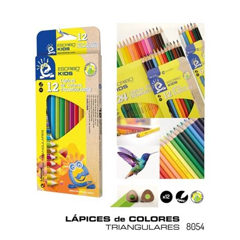 Estuche Lapices Triangulares De Colores Escribo Line La