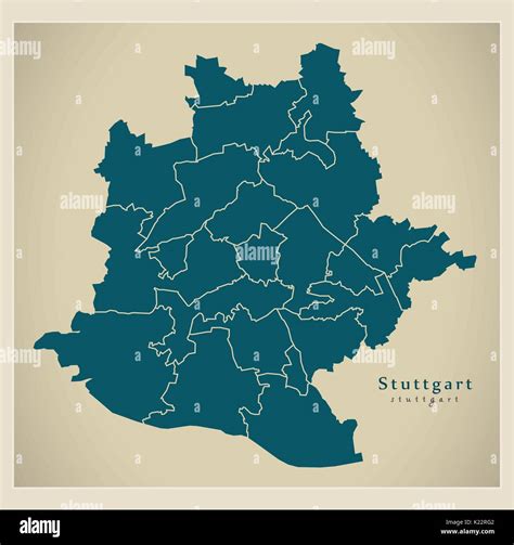 Modern City Map Stuttgart City Of Germany With Boroughs De Stock