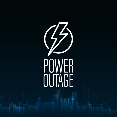 Power Outage, dark blue digital poster with warning sign and abstract