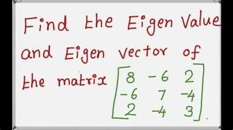 Find The Eigen Values And Eigen Vectors Of The Given Matrix Unit