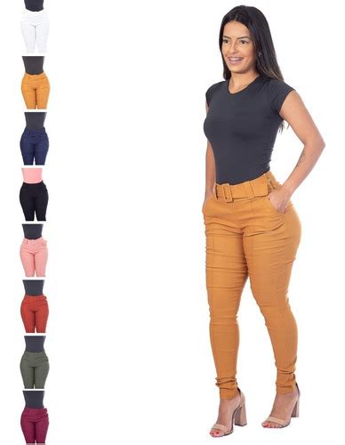 Calça Feminina Cinto Fixo Alfaiataria Social Luxo MercadoLivre