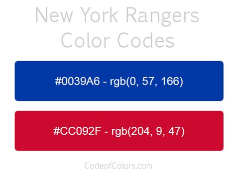 New York Rangers Colors - Hex and RGB Color Codes