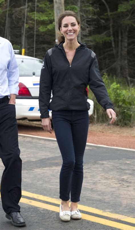 Kate Went The Super Casual Route In Boat Shoes And A Windbreaker