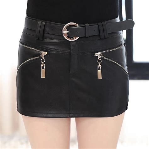 High Quality Pu Leather Autumn Winter Women Fashion Pu Skirt Mini Skirts With Zipsskirts