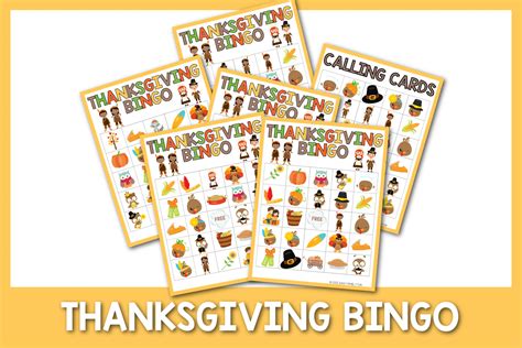 Set of 8 Festive Thanksgiving Bingo Cards