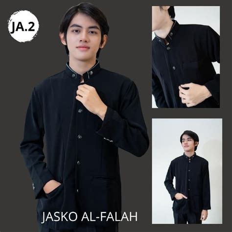 Jual Jasko Mandarin Baju Koko Pria Dewasa Anak Polos Hitam Putih Lengan