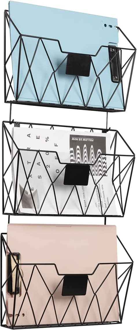 Amazon Enenes Hanging Wall File Rack Organizer Metal Mesh Folder