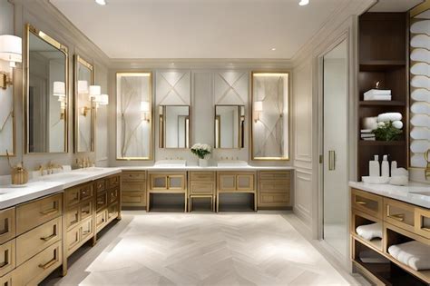 Premium Photo A Bathroom With Gold And White Marble Floors And Gold