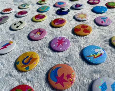 My Little Pony Cutie Mark Set single Purchase or Set of 12 Buttons ...