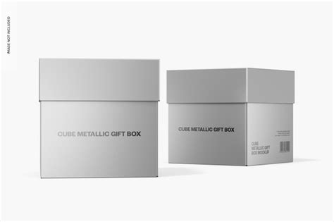 Premium Psd Cube Metallic T Boxes Mockup