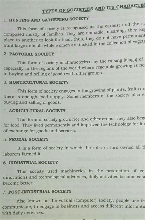 Choose At Least Three Types Of Society Which Do You Think Is The Most