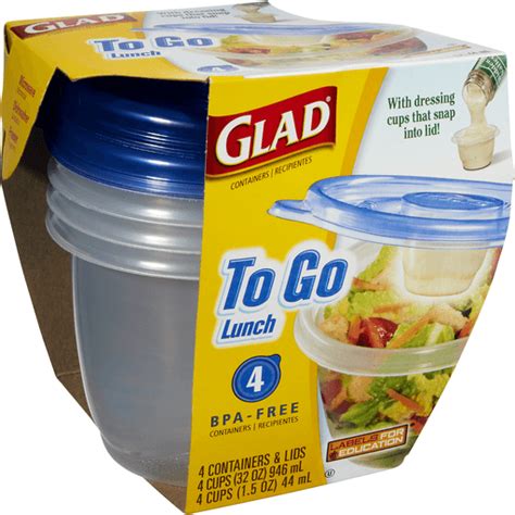 Glad Food Storage Containers, To Go Lunch, 32 Ounce, 4 Count | Plastic ...