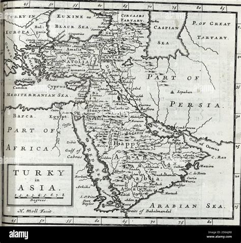 Antique map of Persia, Turkey in Asia and Arabia, Modified from the map ...