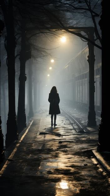 Premium Photo Silhouette Of A Person Walking In Dark Subway Station