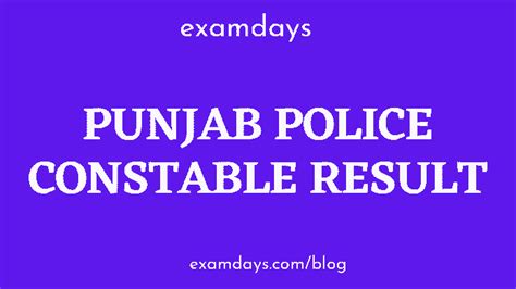 Punjab Police Constable Result 2023 Merit List Cutoff Marks